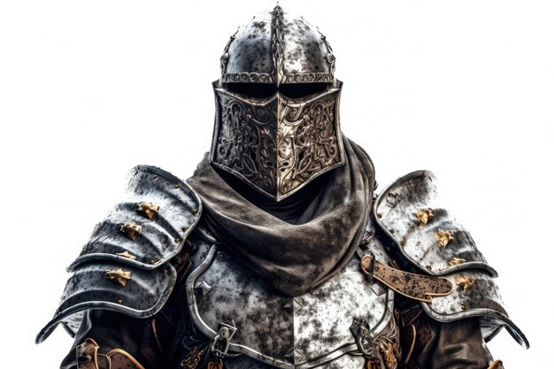 Photo portrait of medieval viking warrior with armor costume isolated on white background generative ai