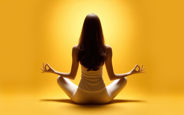 Portrait of a meditating relaxing exercising woman concept of meditation relaxation yoga zen