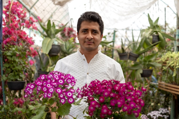 Portrait of a Mexican man working in nursery