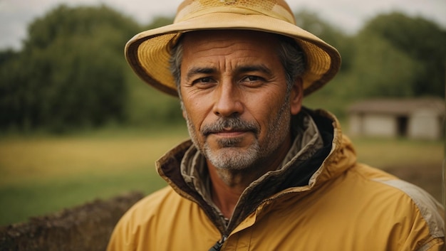 portrait of a middle aged professional male beekeeper