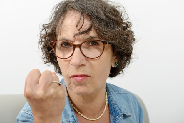 Portrait of a middle-aged woman angry