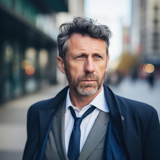 Photo portrait of a middleaged man in a suit and tie