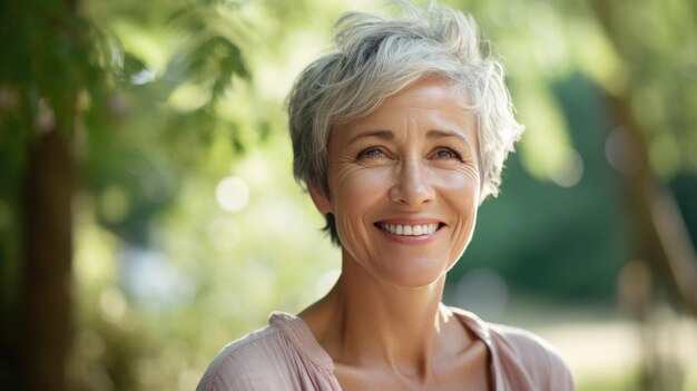 Portrait of a middleaged woman smiling at the camera