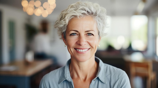 Portrait of a middleaged woman smiling at the camera