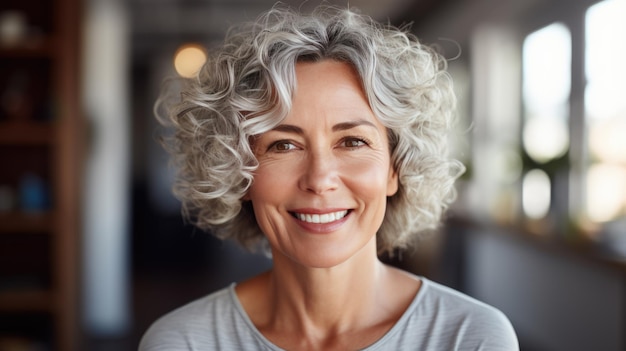 Portrait of a middleaged woman smiling at the camera