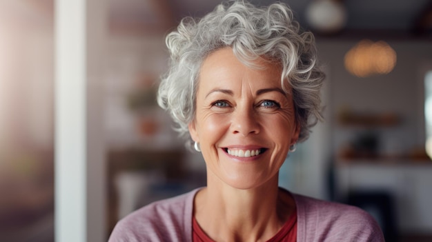 Portrait of a middleaged woman smiling at the camera