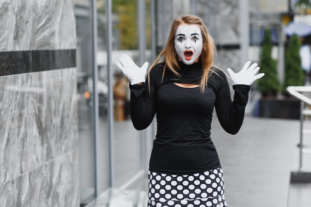 Portrait of a mime comedian.