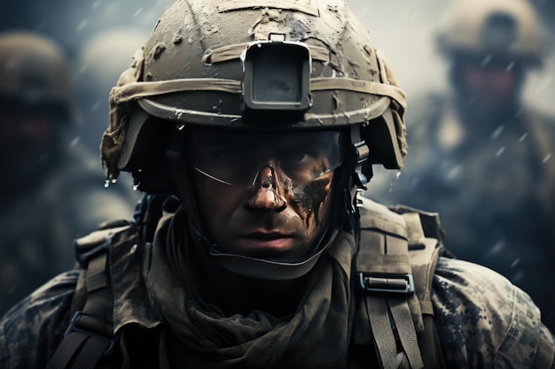 Portrait of a Modern Soldier during the military operation