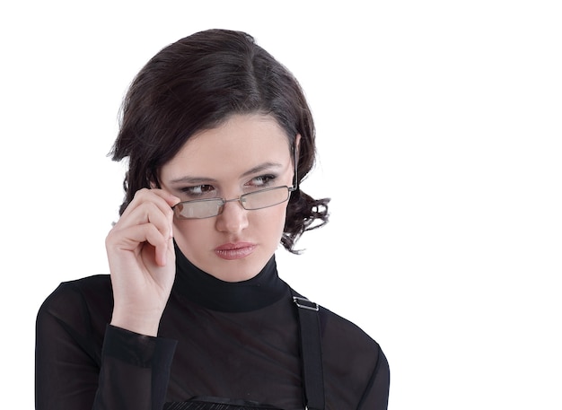 Portrait of a modern young woman isolated on a white  