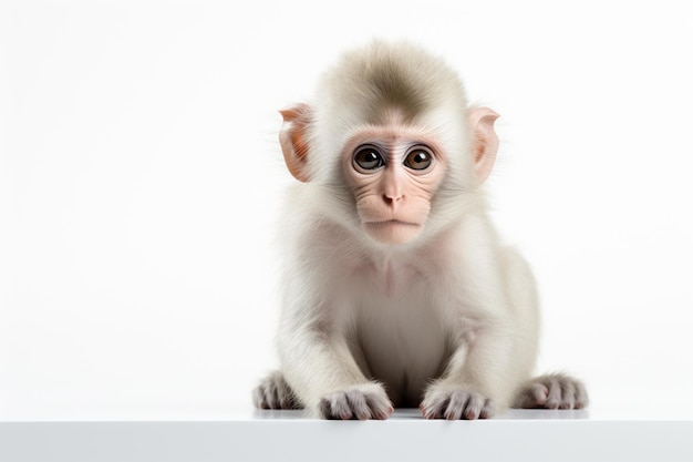 Photo portrait of a monkey on a white background studio shot