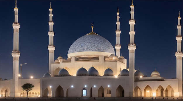 Portrait mosque in night by generative ai