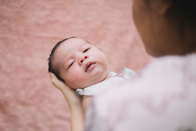 portrait of mother and baby boy