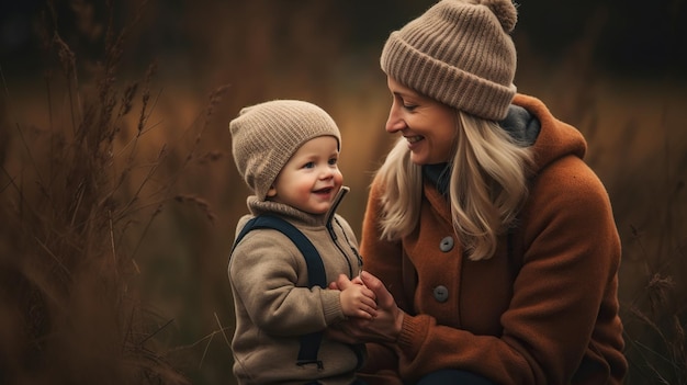 Portrait of a mother and cute child bond