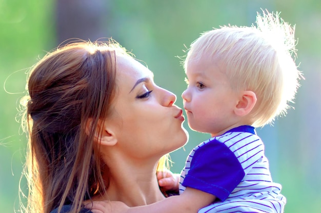 Portrait of mother and little son