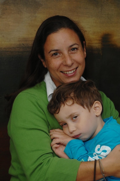 Portrait of mother and son