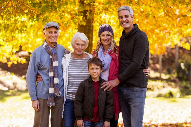 Portrait of multi-generation family at park