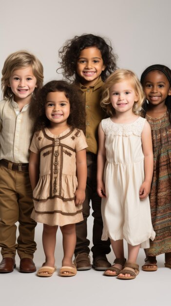 Photo portrait of a multiethnic group of children