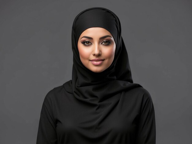 Portrait a Muslim Hijab woman Looking at camera on white background