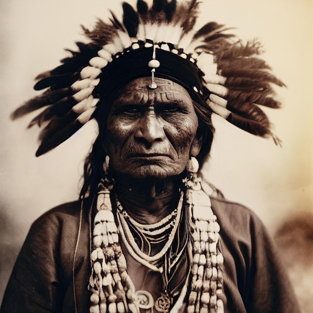 Portrait of native american indian man