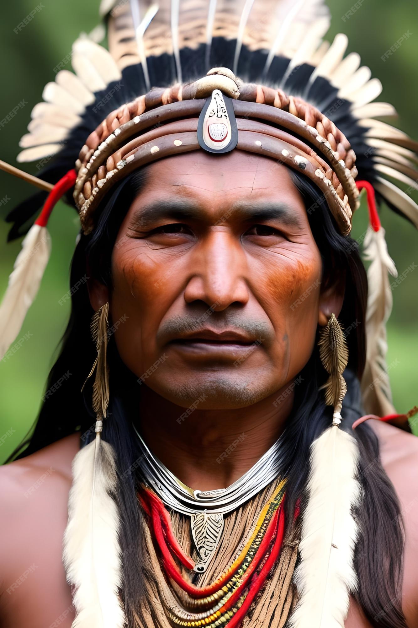 Premium Photo | Portrait of a Native American warrior in costume