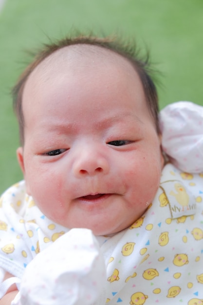 Portrait of a newborn baby close-up