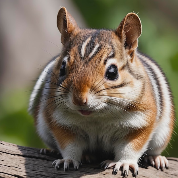 Portrait of nice and cute chipmunk closeup