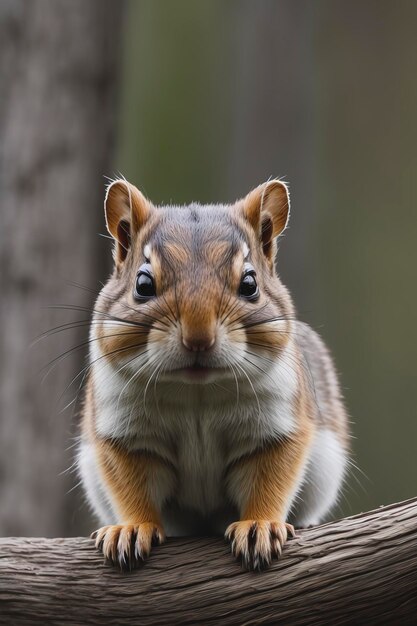 Portrait of nice and cute chipmunk closeup