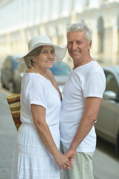 Portrait of a nice mature couple in town