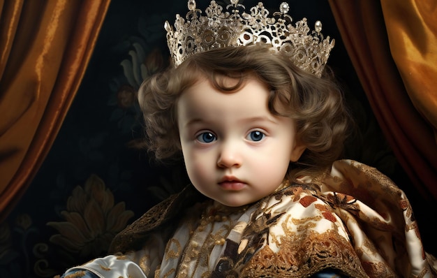 Фото Портрет красивой маленькой девочки в короне студийный снимок