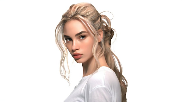 Фото Портрет красивой молодой блондинки с длинными кудрявыми волосами