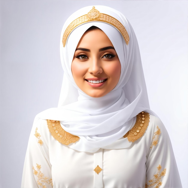 사진 전통적인 옷을 입은 아름다운 젊은 무슬림 여성의 초상화