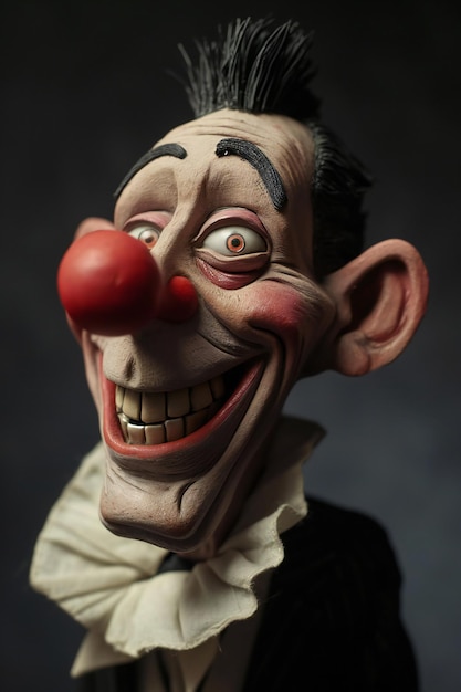 Фото Портрет клоуна с красным носом на темном фоне
