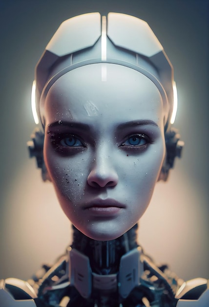 写真 未来的なロボットの肖像 芸術的な抽象的なスチーム パンク ファンタジー現代のロボットの概念