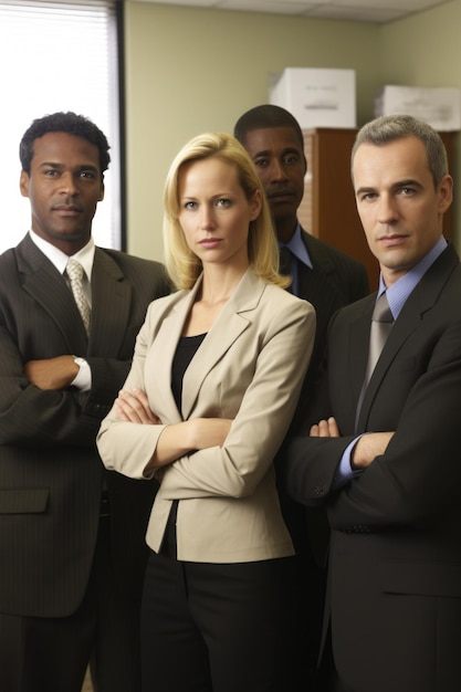 Фото Портрет группы бизнесменов, стоящих вместе в офисе