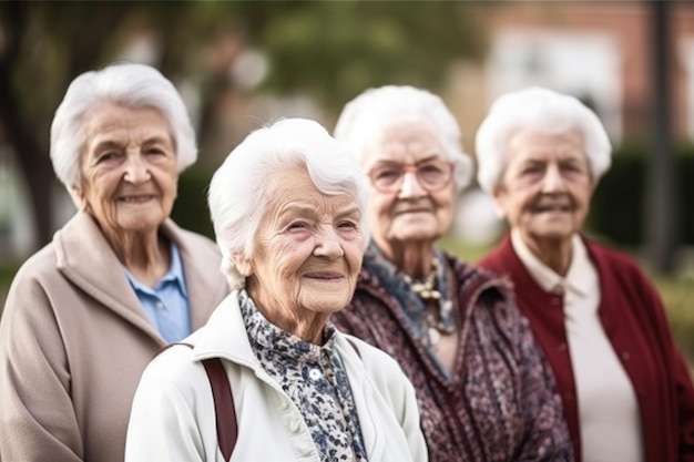 Foto portrait of a group of seniors standing outside together created with generative ai