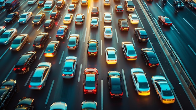 写真 車両に満ちた道路の肖像画