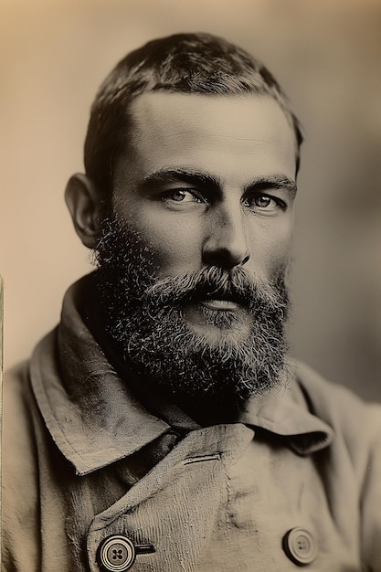 写真 ロシアの白人男の肖像画 土地所有者 古いヴィンテージレトロスキャン 黒と白のフィルム写真