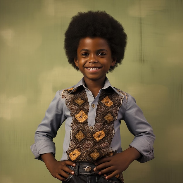 写真 笑顔のアフリカ系アメリカ人の男の子の肖像画