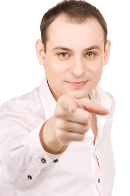 Фото Портрет привлекательного бизнесмена, указывая пальцем