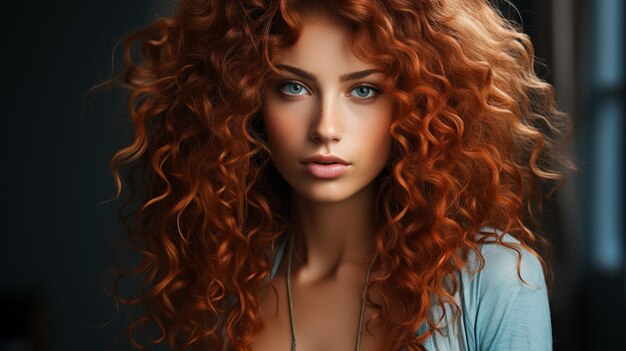 Фото Портрет красивой женщины с вьющимися волосами фотомодели