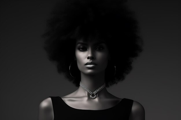 Фото Портрет чернокожей женщины с волосами афро