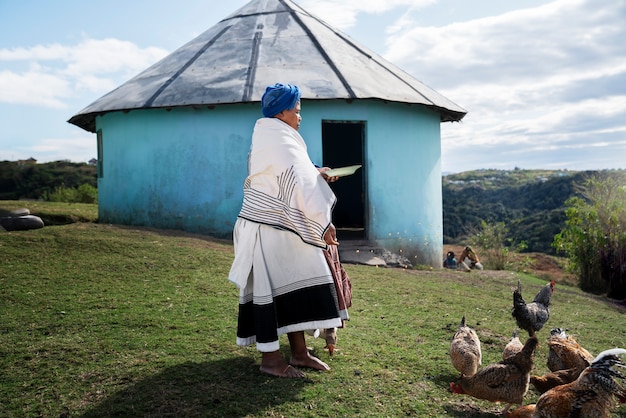 写真 日常生活を紹介する先住民の肖像画