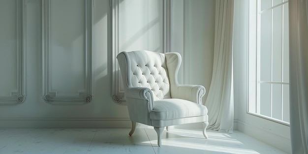 写真 現代の豪華な部屋のインテリアの革のアームチェアの肖像画