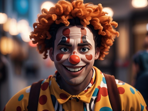 Фото Портрет улыбающегося мужского клоуна