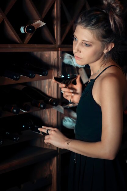 写真 グラスを飲んでいる女性の肖像画