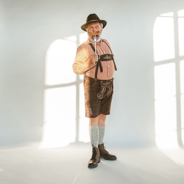 Portrait of oktoberfest man wearing the traditional bavarian clothes