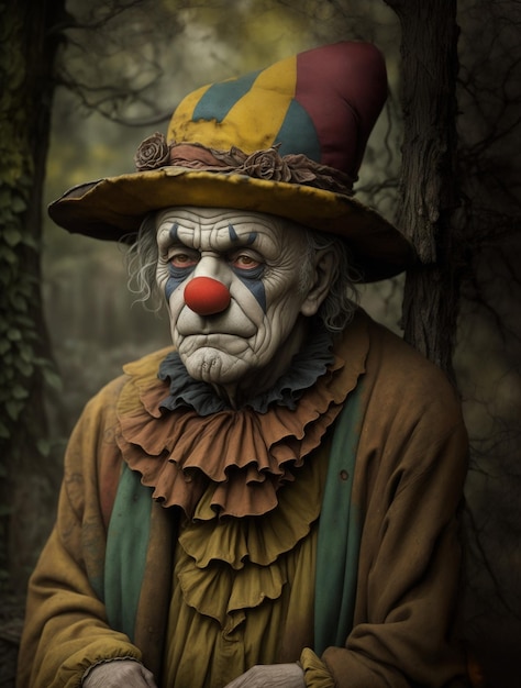 Portrait of an old clown