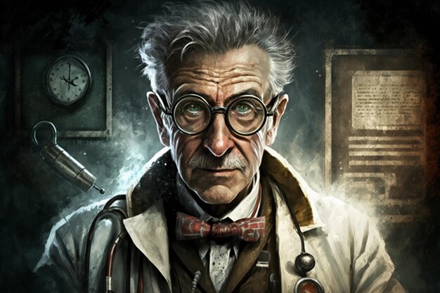 Photo portrait of old doctor ai generated