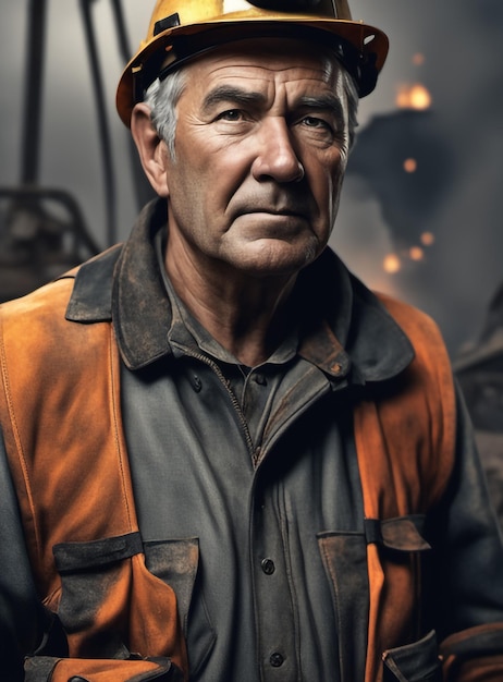 Portrait of old male miner