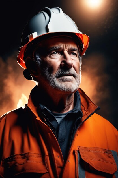 Portrait of old male miner